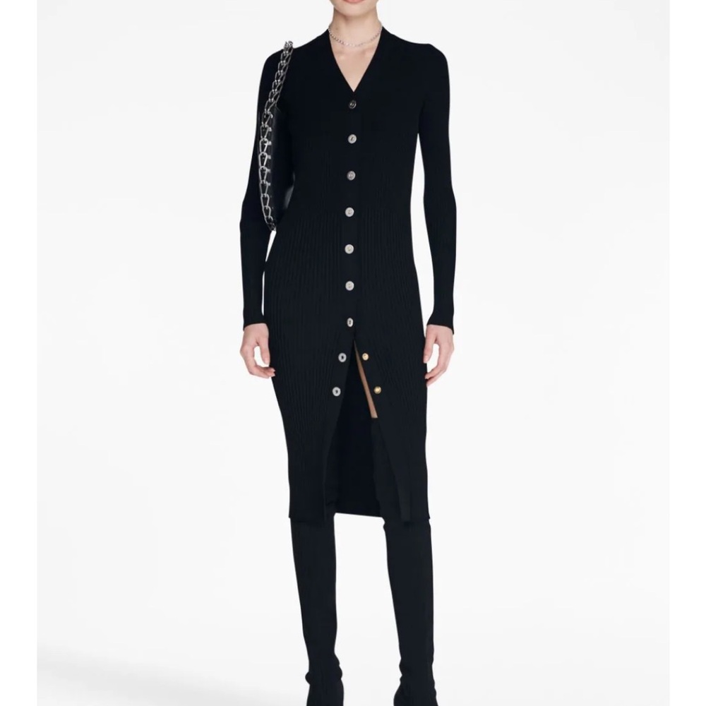 NWT Dion Lee Gradient ribbed button-up dress in black
